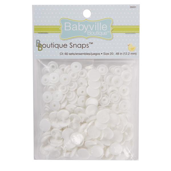 White solid colored Snaps 60 pc pack