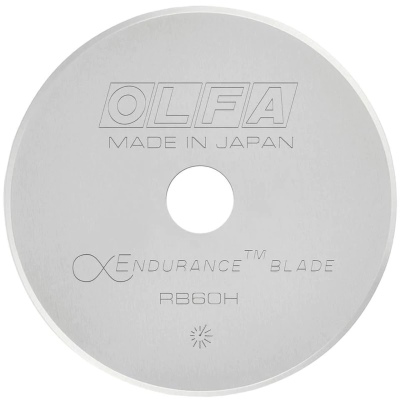 Olfa 60mm RB60H-1 Tungsten Steel Endurance Rotary Blade, 1pk