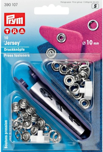 Prym Jersey Snaps 10mm silver with tools 10pc