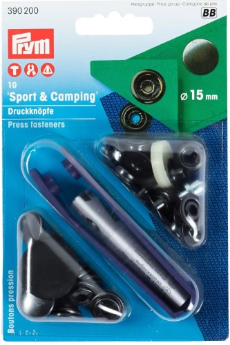 Prym Sport Snaps 15mm black oxidized with tools 10pc