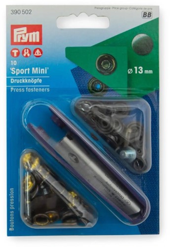 Prym Sport Snaps Mini 13mm silver with tools 10pc
