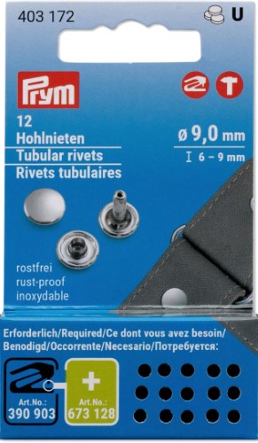 Prym Tubular Rivets Refill, 9mm, 12 pcs