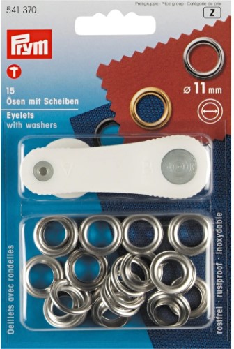 Prym Eyelets and washers 11mm silver with tools 15pc
