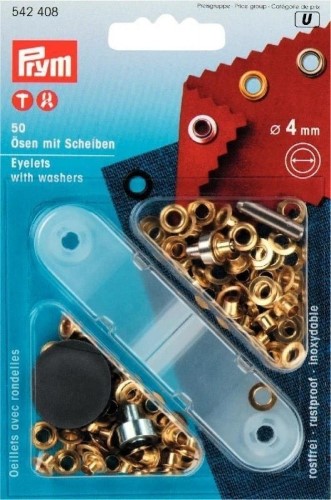 Prym Eyelets with washers 4mm gold with tools 50pc