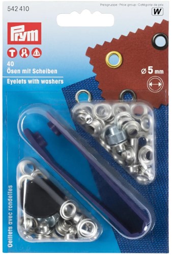 Prym Eyelets with washers 5mm silver with tools 40pc