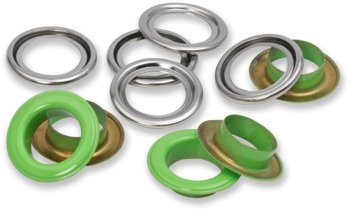 Prym Eyelets with washers 14mm refill light green 15pc