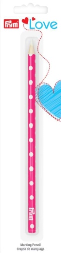 Prym Love Fabric Marking Pencil Pink with Polka Dots, White Lead
