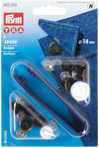 Prym Jeans Buttons with tools 14mm Laurel wreath antique copper 8pc