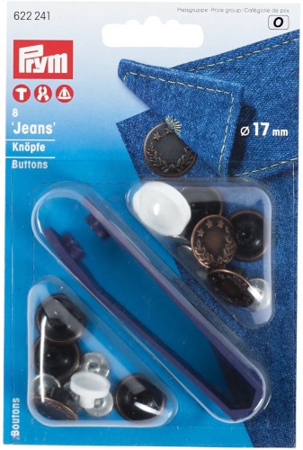 Prym Jeans Buttons with tools 17mm Laurel wreath antique copper 8pc