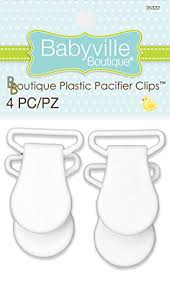 Babyville Plastic Pacifier Clips White