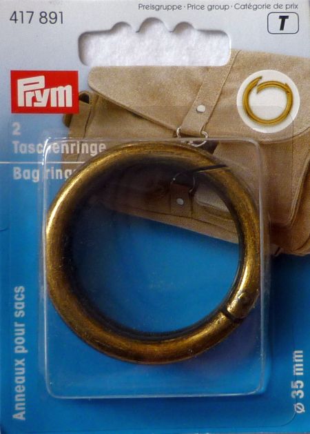 PURSE RINGS, 35MM ANTIQUE BRASS