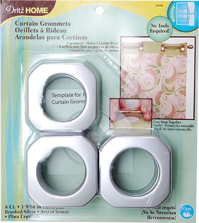 Curtain Grommets 1-9/16 inch (3.96cm) Silver Large Square 8 Ct