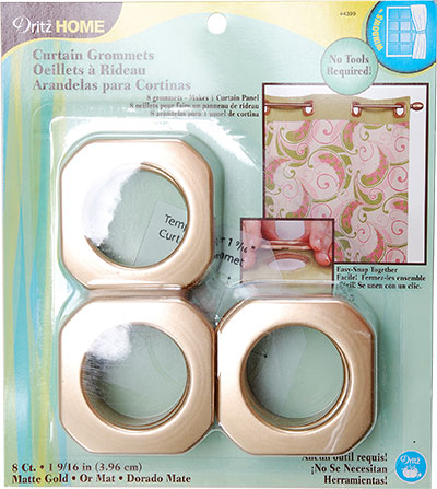 Curtain Grommets 1-9/16 inch (3.96cm) Gold Large Square 8 Ct