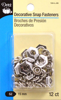 Decorative Snaps, Hexagon,Silver, 5/8