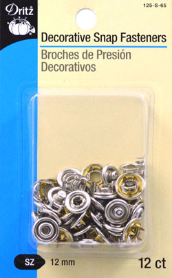 Decorative Snaps, Circle,Silver, 1/2
