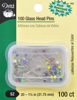 Glasshead Pins, Assorted Colours