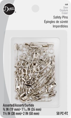 Dritz Safety Pins, Assorted Sizes, 50 Pc