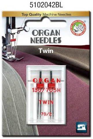 Organ Twin Needle Size 2.0 #70/10 2 Pack