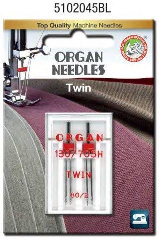 Organ Twin Needle Size 2.0 #80/12 2 Pack