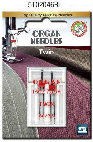 Organ Twin Needle Size 2.5 #80/12 2 Pack