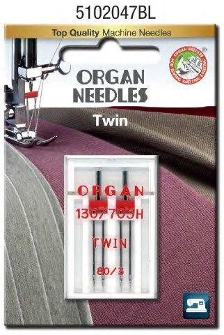 Organ Twin Needle Size 3.0 #80/12 2 Pack