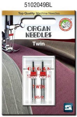 Organ Twin Needle Size 2.0 #90/14 2 Pack
