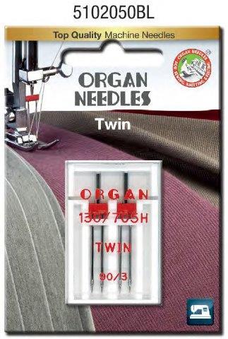 Organ Twin Needle Size 3.0 #90/14 2 Pack