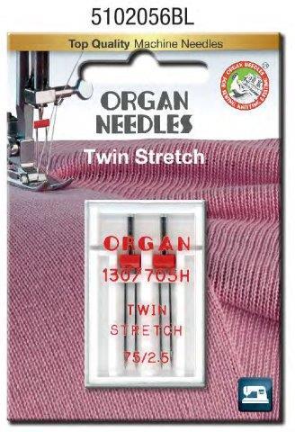 Organ Twin Stretch Needle Size 2.5 #75/11 2 Pack