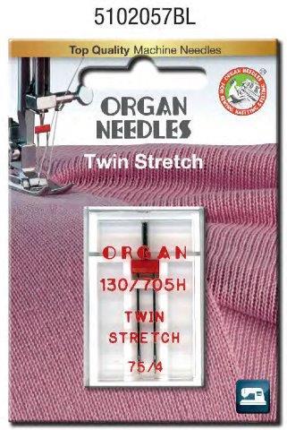 Organ Twin Stretch Needle Size 4.0 #75/11 1 Pack