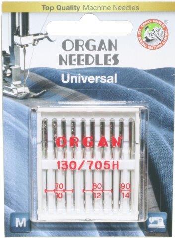 Organ Universal Needle Assorted Sizes 10 Pack