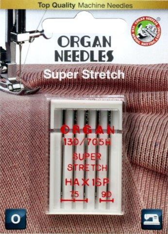 Organ Super Stretch 15x1SP Needle Assorted Sizes 5 Pack