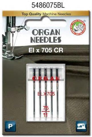 Organ ELX705 Chrome Overlock Needle Size #75/11 5 Pack