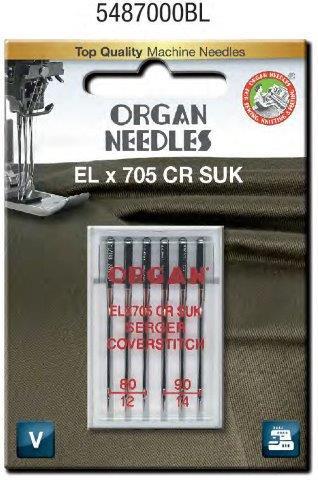 Organ ELX705 Chrome Overlock Needle Assorted Sizes 5 Pack