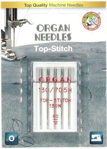 Organ Top-Stitch Needle Size #80/12 5 Pack
