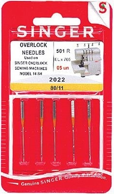 Singer Chrome ELX705 Overlock Needle 5 Pack Size 80/11