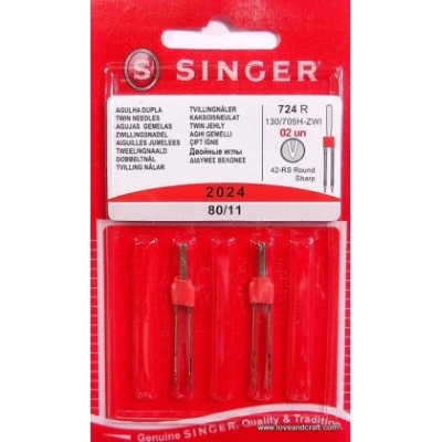 Singer Twin Needle 4mm Size 80/11 2 Pack